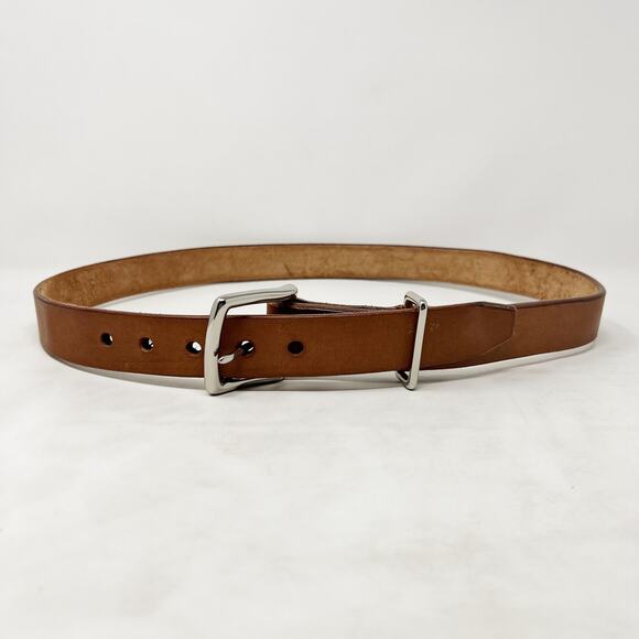 [Vintage] Jon Coloma Brown Tan Genuine Leather Belt Size Large L - Picture 1 of 5